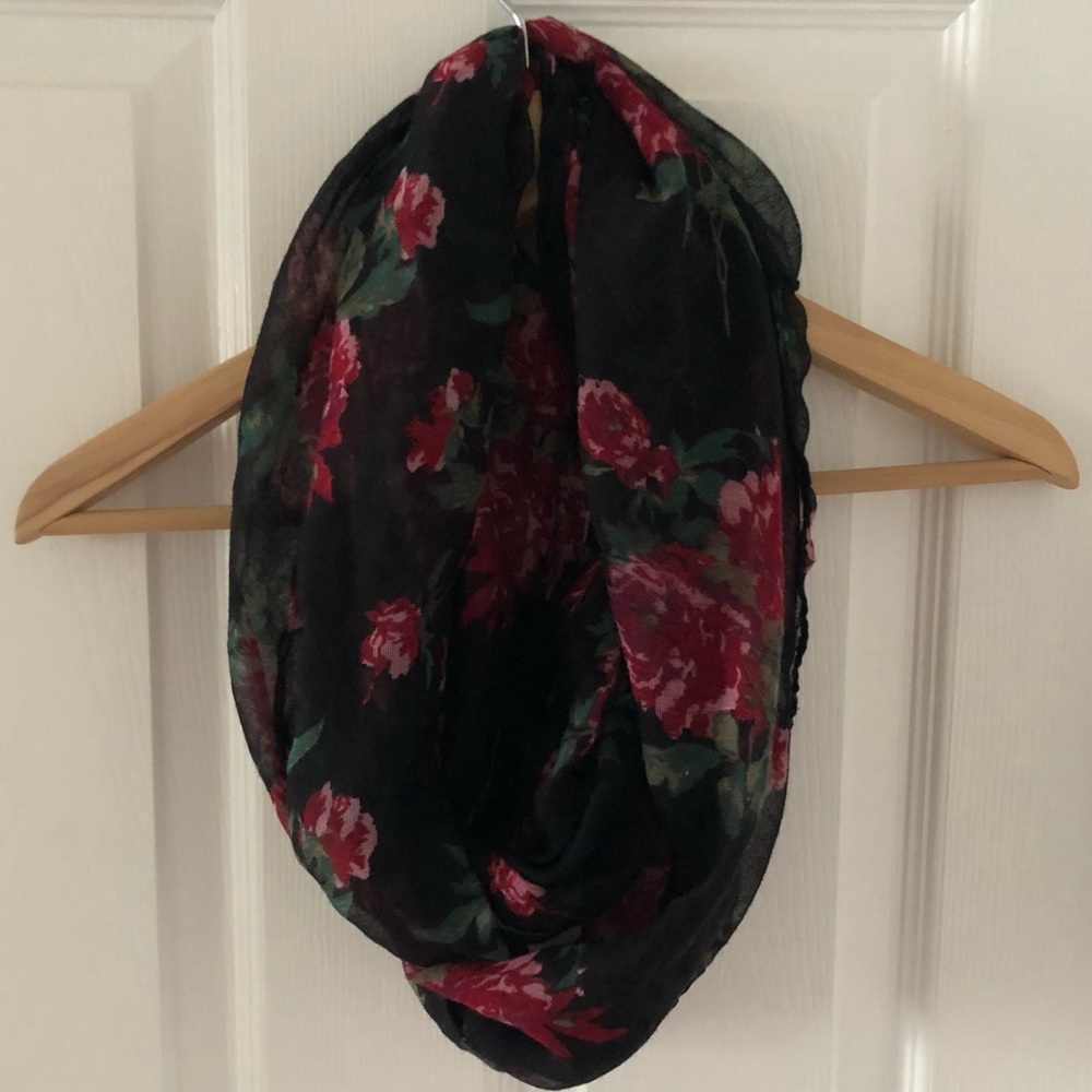 Sheer black rose scarf